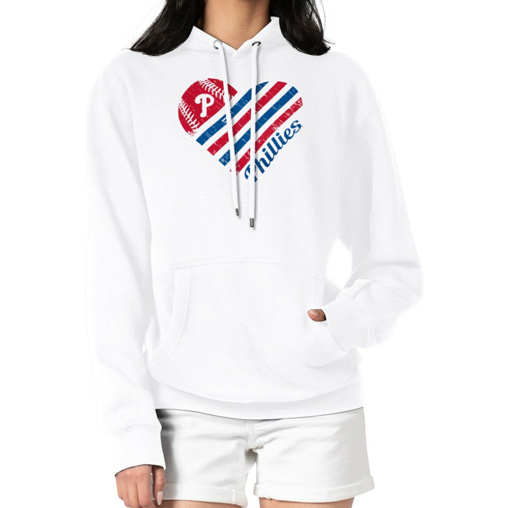 Philadelphia Phillies G-III 4Her by Carl Banks Women's Heart Fleece Pullover Hoodie - White