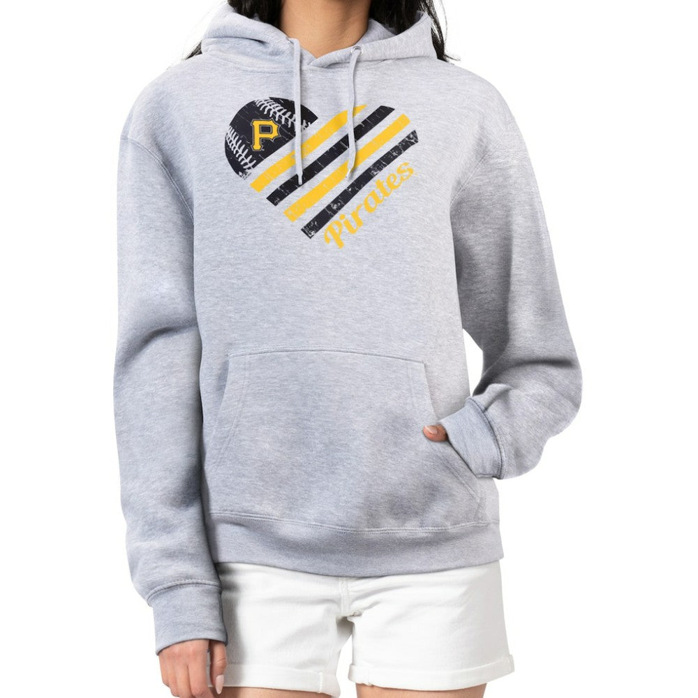 Pittsburgh Pirates G-III 4Her by Carl Banks Women's Heart Fleece Pullover Hoodie - Heather Gray