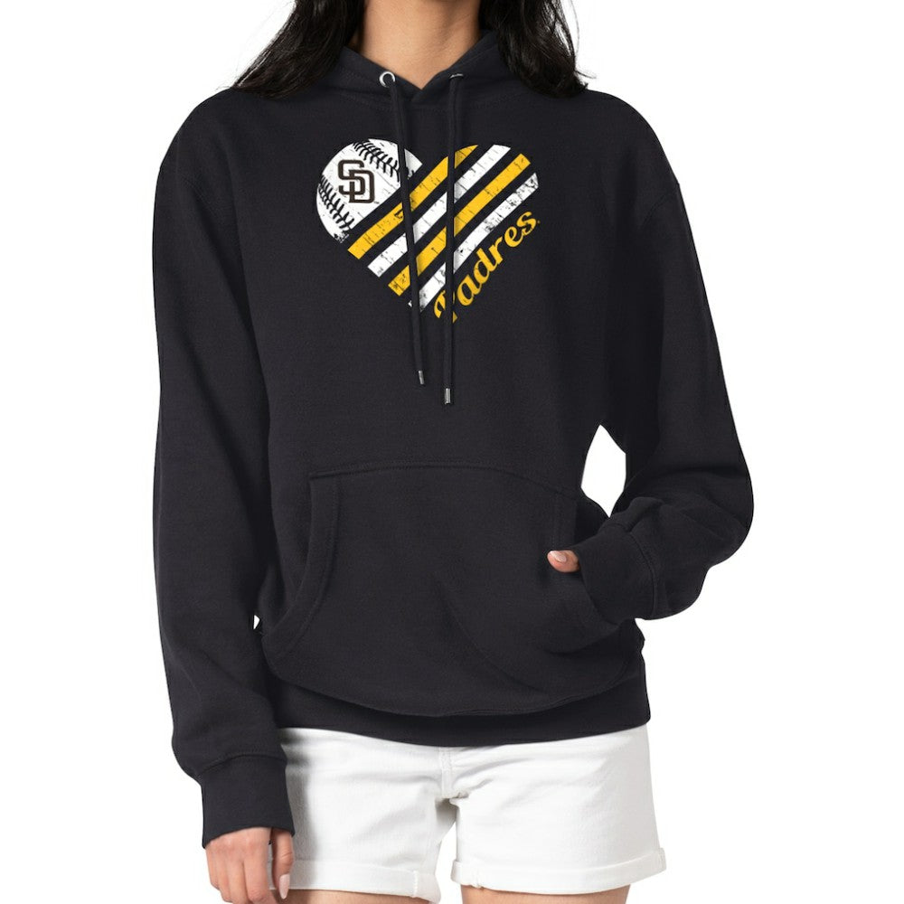 San Diego Padres G-III 4Her by Carl Banks Women's Heart Fleece Pullover Hoodie - Black