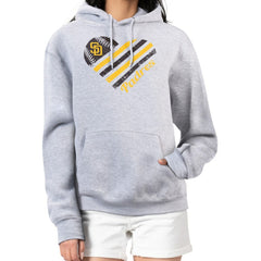 San Diego Padres G-III 4Her by Carl Banks Women's Heart Fleece Pullover Hoodie - Heather Gray