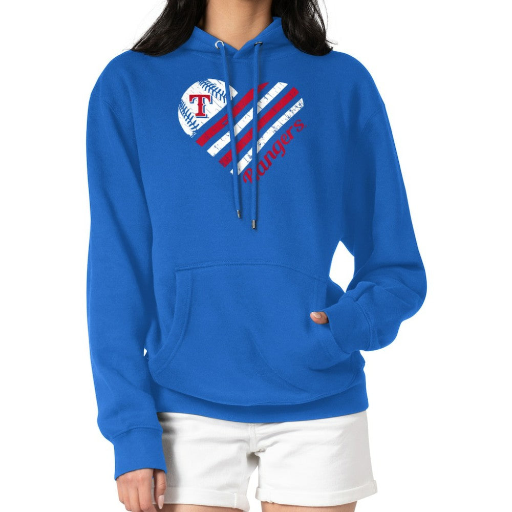 Texas Rangers G-III 4Her by Carl Banks Women's Heart Fleece Pullover Hoodie - Royal