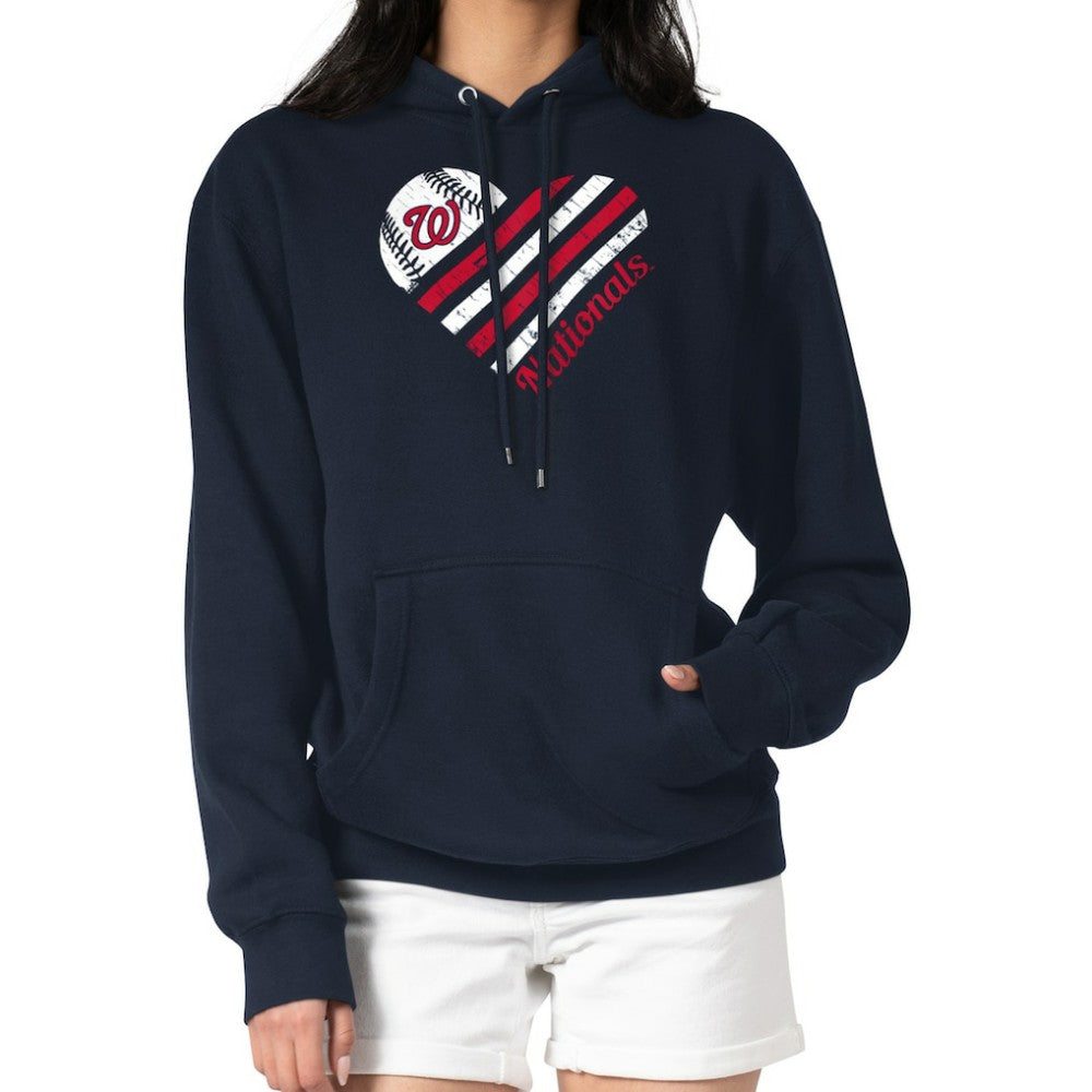 Washington Nationals G-III 4Her by Carl Banks Women's Heart Fleece Pullover Hoodie - Navy