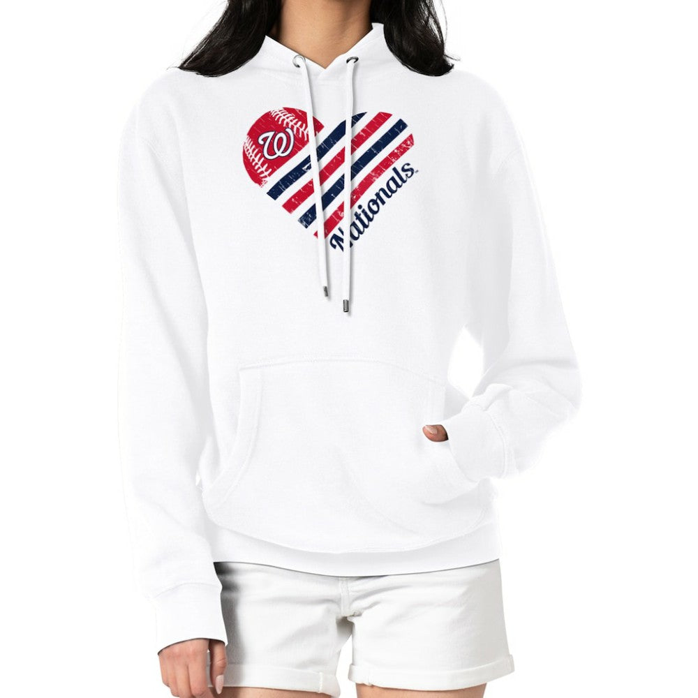 Washington Nationals G-III 4Her by Carl Banks Women's Heart Fleece Pullover Hoodie - White