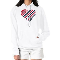 Washington Nationals G-III 4Her by Carl Banks Women's Heart Fleece Pullover Hoodie - White