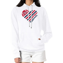 Washington Nationals G-III 4Her by Carl Banks Women's Heart Fleece Pullover Hoodie - White