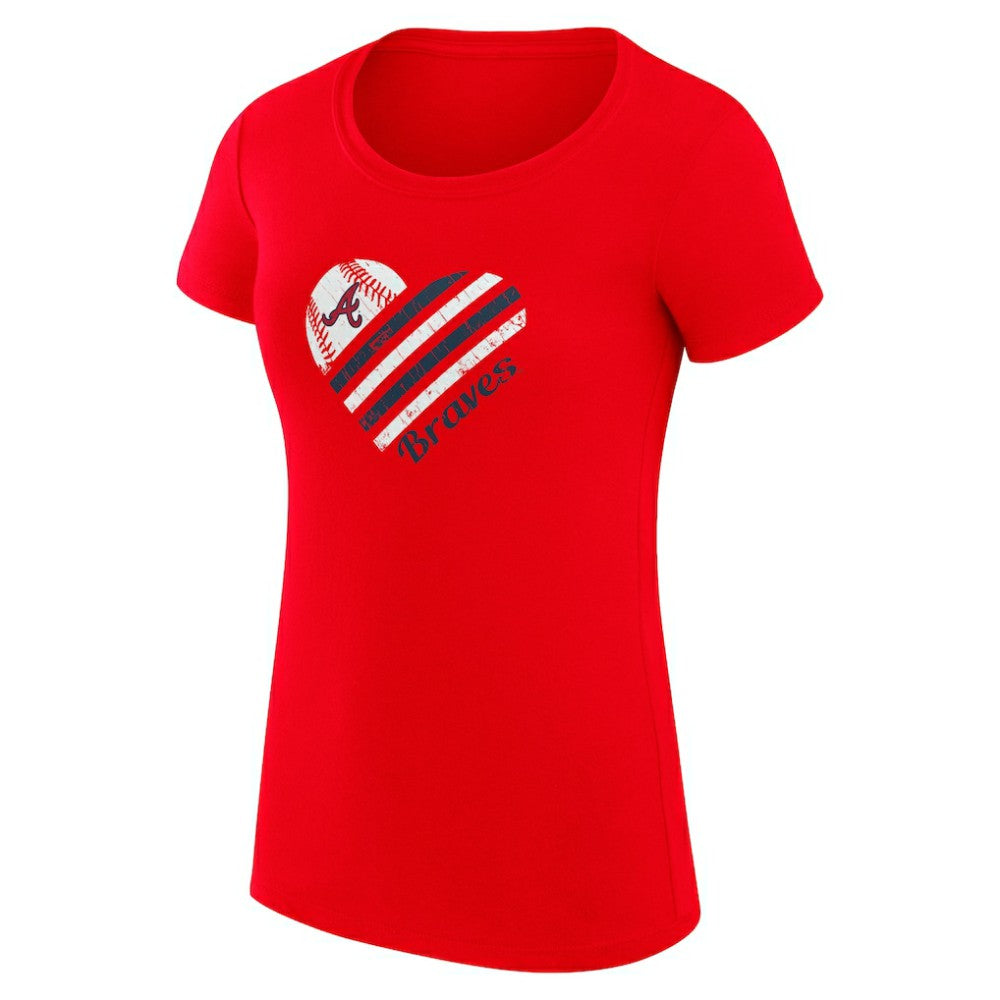 Atlanta Braves G-III 4Her by Carl Banks Women's Super-Slim Fit Lightweight Heart Graphic T-Shirt - Red