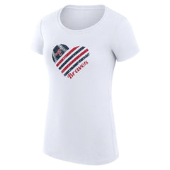 Atlanta Braves G-III 4Her by Carl Banks Women's Super-Slim Fit Lightweight Heart Graphic T-Shirt - White