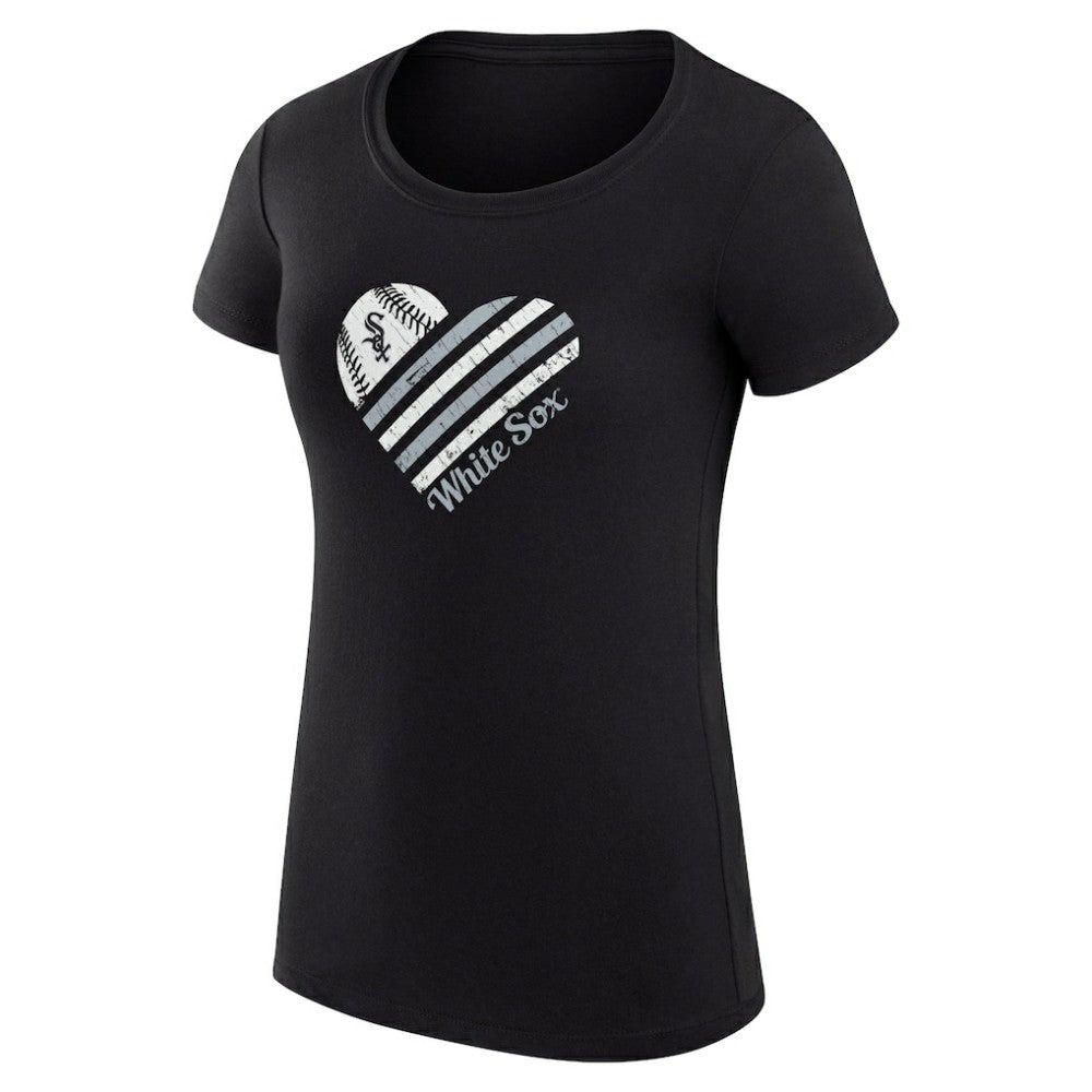 Chicago White Sox G-III 4Her by Carl Banks Women's Super-Slim Fit Lightweight Heart Graphic T-Shirt - Black