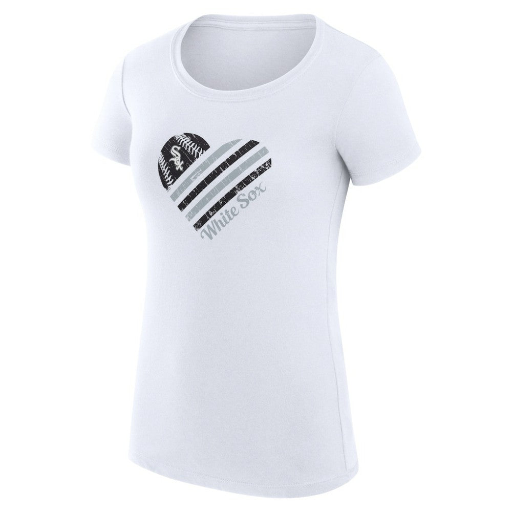 Chicago White Sox G-III 4Her by Carl Banks Women's Super-Slim Fit Lightweight Heart Graphic T-Shirt - White