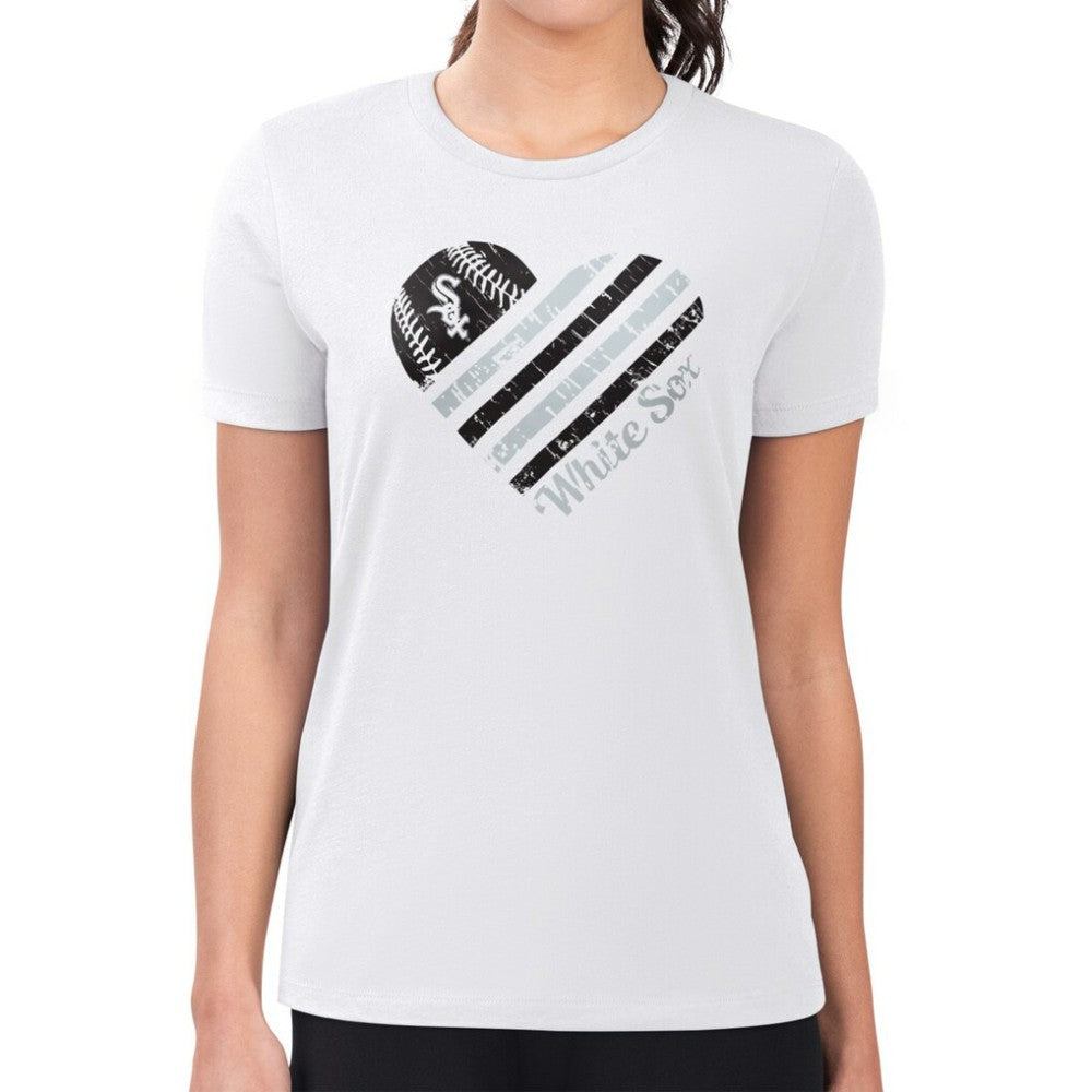 Chicago White Sox G-III 4Her by Carl Banks Women's Super-Slim Fit Lightweight Heart Graphic T-Shirt - White