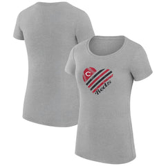Cincinnati Reds G-III 4Her by Carl Banks Women's Super-Slim Fit Lightweight Heart Graphic T-Shirt - Heather Gray