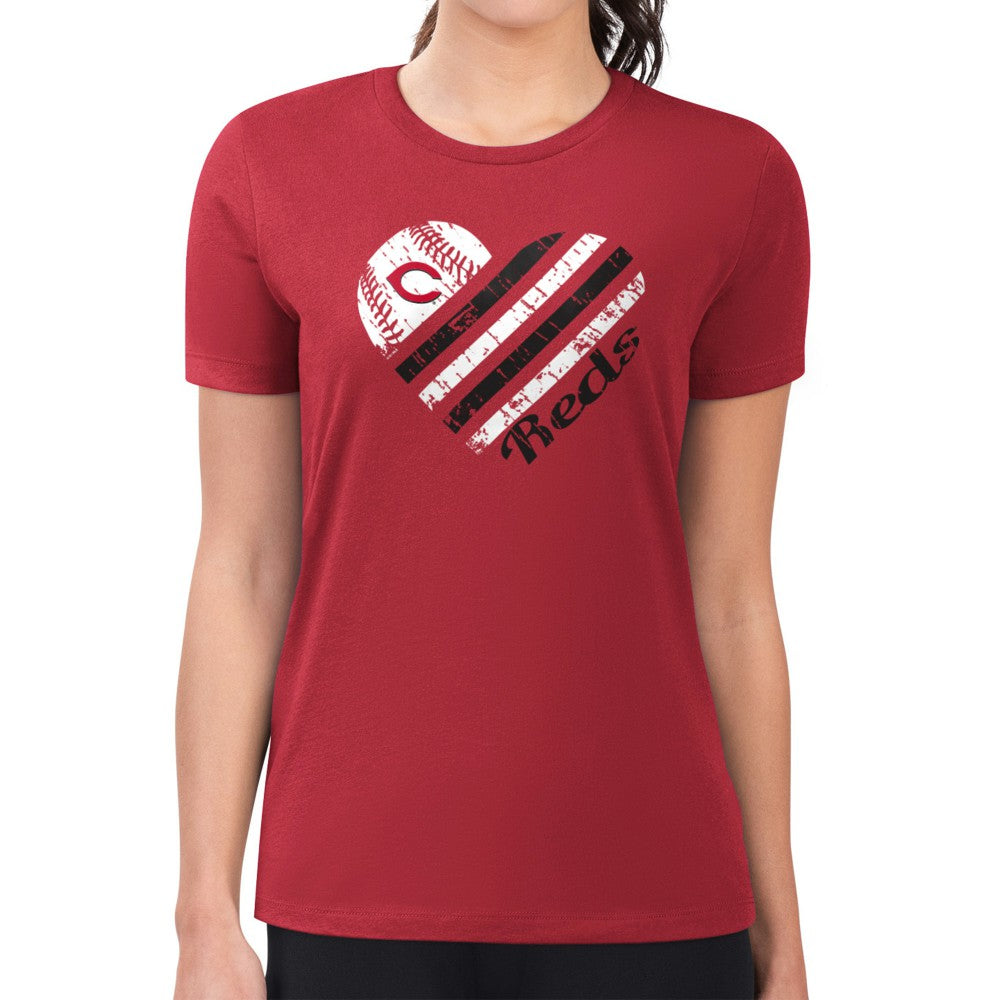 Cincinnati Reds G-III 4Her by Carl Banks Women's Super-Slim Fit Lightweight Heart Graphic T-Shirt - Red