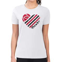 Cincinnati Reds G-III 4Her by Carl Banks Women's Super-Slim Fit Lightweight Heart Graphic T-Shirt - White