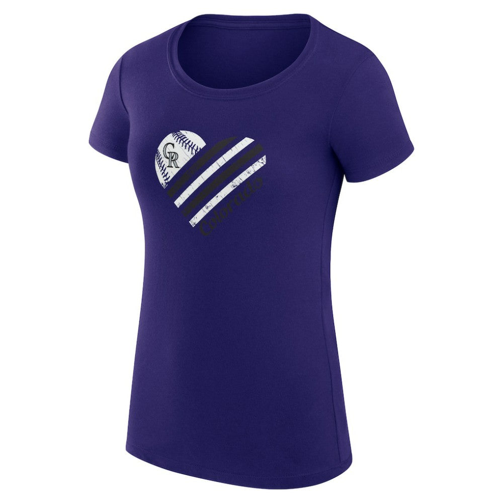 Colorado Rockies G-III 4Her by Carl Banks Women's Super-Slim Fit Lightweight Heart Graphic T-Shirt - Purple