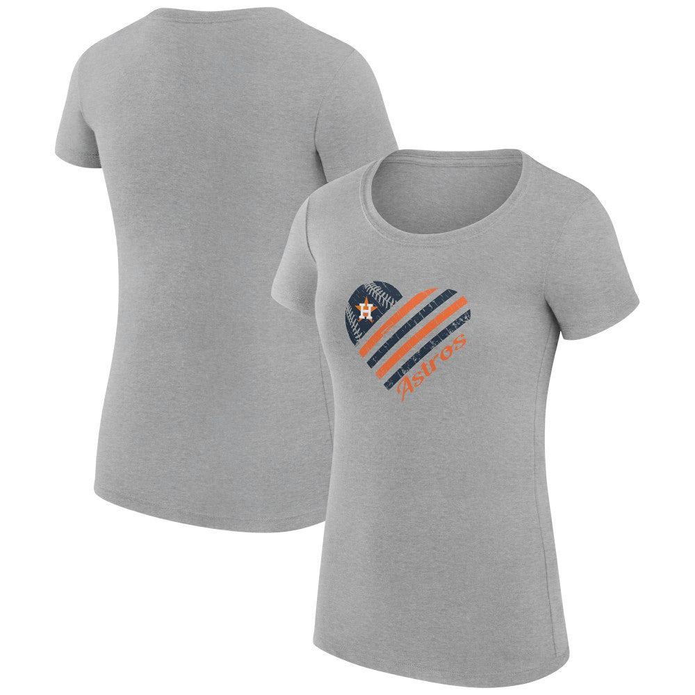 Houston Astros G-III 4Her by Carl Banks Women's Super-Slim Fit Lightweight Heart Graphic T-Shirt - Heather Gray