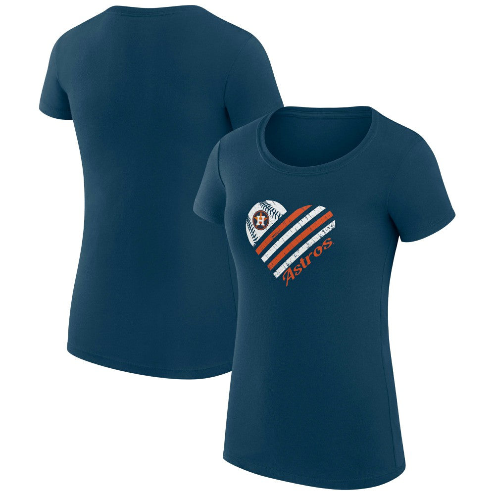 Houston Astros G-III 4Her by Carl Banks Women's Super-Slim Fit Lightweight Heart Graphic T-Shirt - Navy