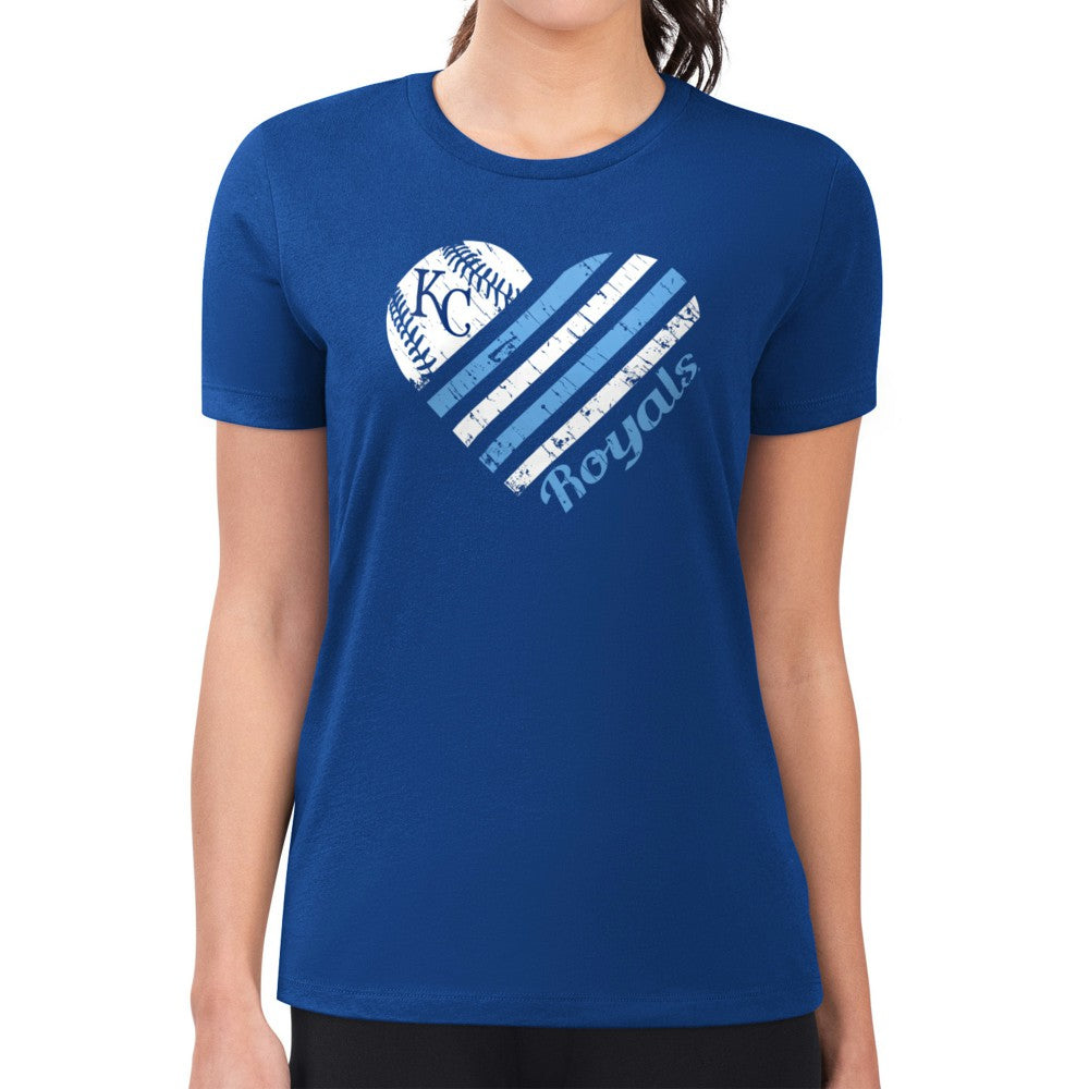 Kansas City Royals G-III 4Her by Carl Banks Women's Super-Slim Fit Lightweight Heart Graphic T-Shirt - Royal