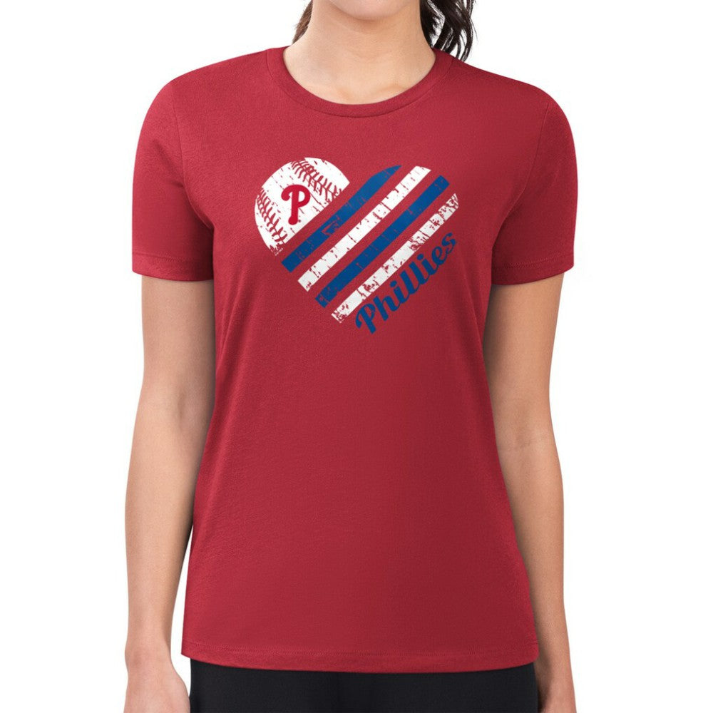 Philadelphia Phillies G-III 4Her by Carl Banks Women's Super-Slim Fit Lightweight Heart Graphic T-Shirt - Red