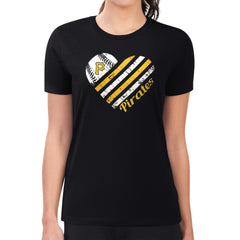 Pittsburgh Pirates G-III 4Her by Carl Banks Women's Super-Slim Fit Lightweight Heart Graphic T-Shirt - Black