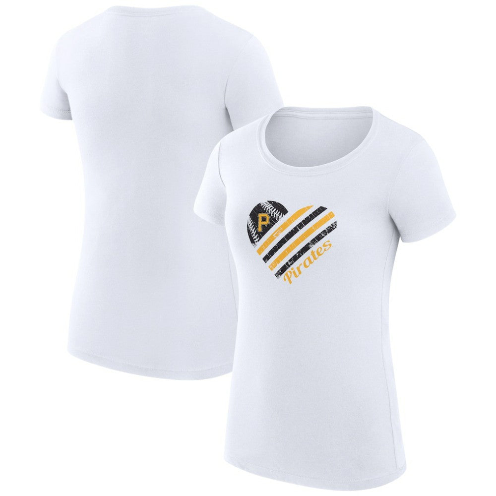 Pittsburgh Pirates G-III 4Her by Carl Banks Women's Super-Slim Fit Lightweight Heart Graphic T-Shirt - White