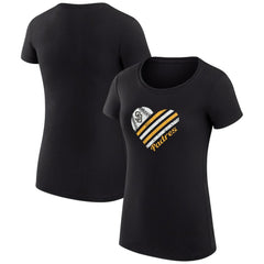 San Diego Padres G-III 4Her by Carl Banks Women's Super-Slim Fit Lightweight Heart Graphic T-Shirt - Black