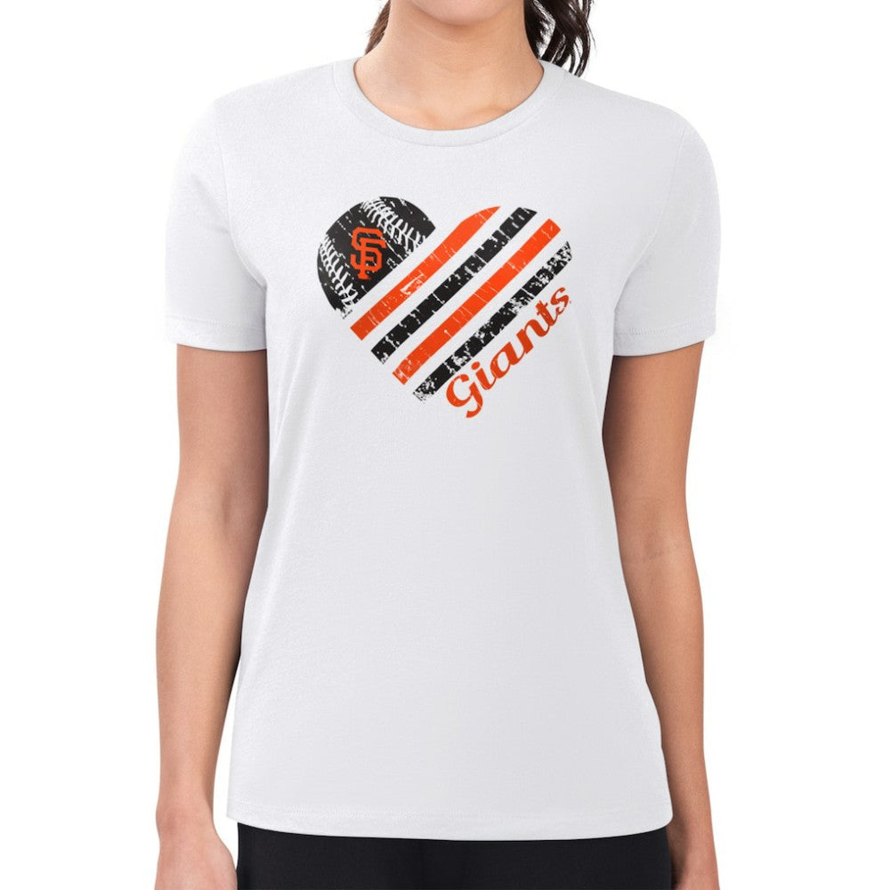 San Francisco Giants G-III 4Her by Carl Banks Women's Super-Slim Fit Lightweight Heart Graphic T-Shirt - White