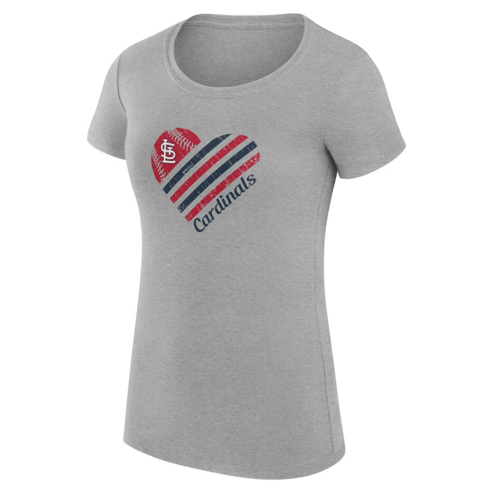 St. Louis Cardinals G-III 4Her by Carl Banks Women's Super-Slim Fit Lightweight Heart Graphic T-Shirt - Heather Gray