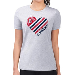 St. Louis Cardinals G-III 4Her by Carl Banks Women's Super-Slim Fit Lightweight Heart Graphic T-Shirt - Heather Gray