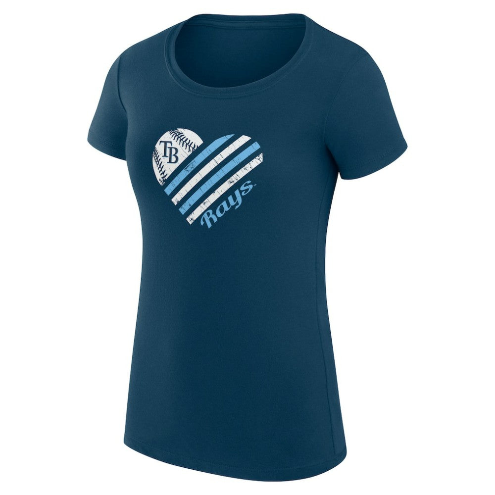 Tampa Bay Rays G-III 4Her by Carl Banks Women's Super-Slim Fit Lightweight Heart Graphic T-Shirt - Navy