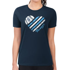 Tampa Bay Rays G-III 4Her by Carl Banks Women's Super-Slim Fit Lightweight Heart Graphic T-Shirt - Navy