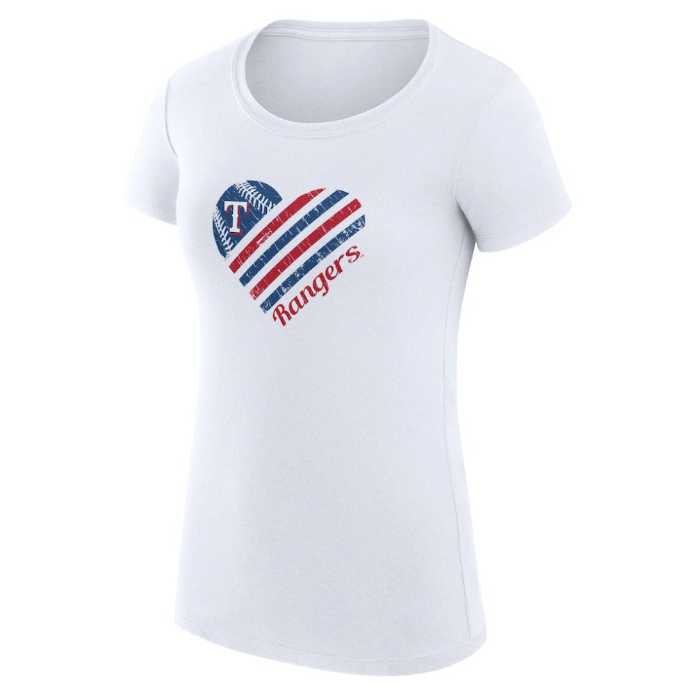 Texas Rangers G-III 4Her by Carl Banks Women's Super-Slim Fit Lightweight Heart Graphic T-Shirt - White
