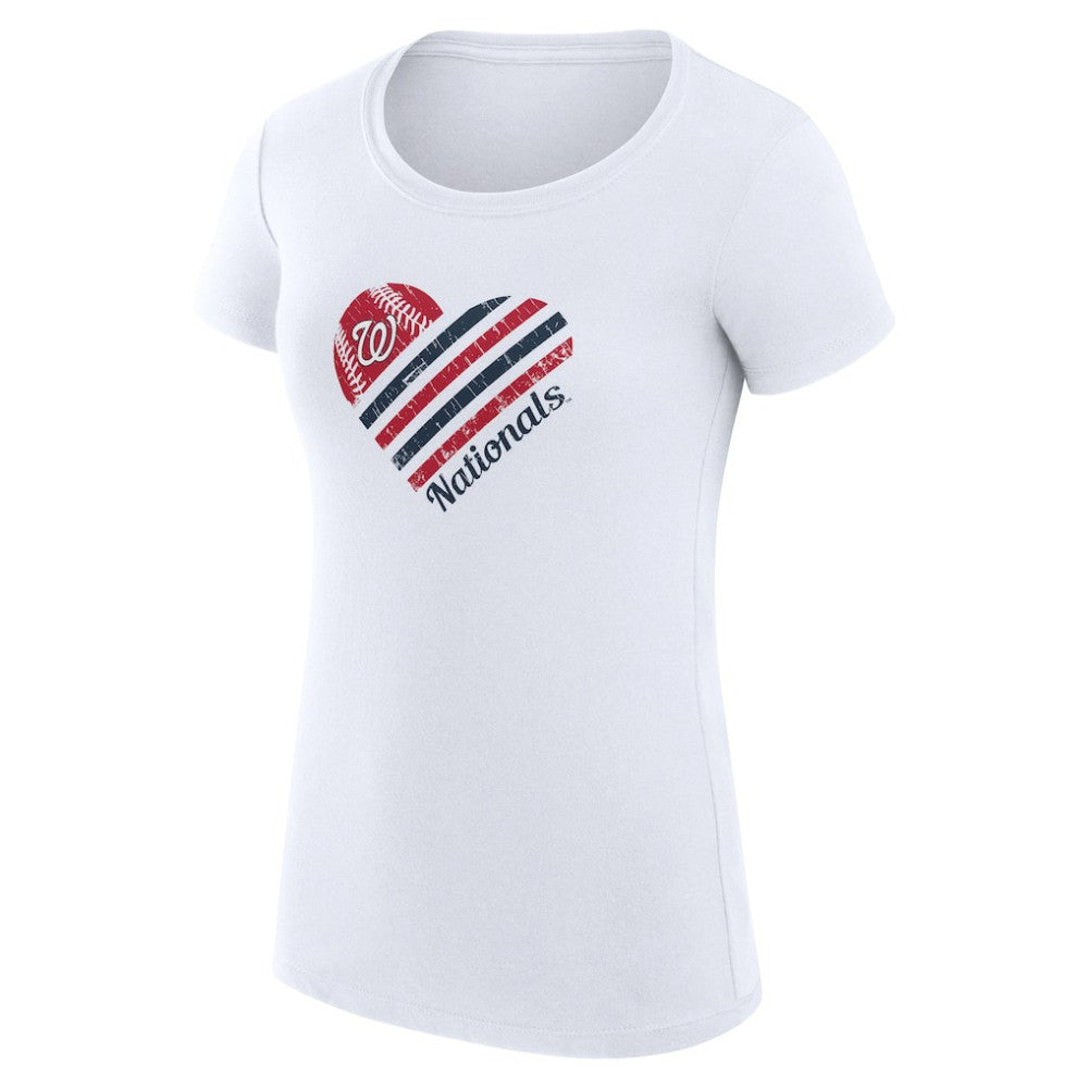 Washington Nationals G-III 4Her by Carl Banks Women's Super-Slim Fit Lightweight Heart Graphic T-Shirt - White