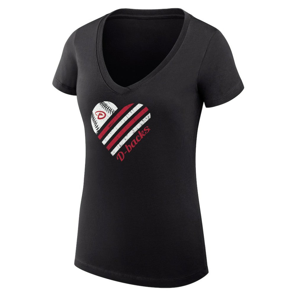 Arizona Diamondbacks G-III 4Her by Carl Banks Women's Super-Slim Fit Lightweight Heart V-Neck T-Shirt - Black