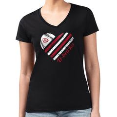 Arizona Diamondbacks G-III 4Her by Carl Banks Women's Super-Slim Fit Lightweight Heart V-Neck T-Shirt - Black