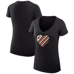 Baltimore Orioles G-III 4Her by Carl Banks Women's Super-Slim Fit Lightweight Heart V-Neck T-Shirt - Black