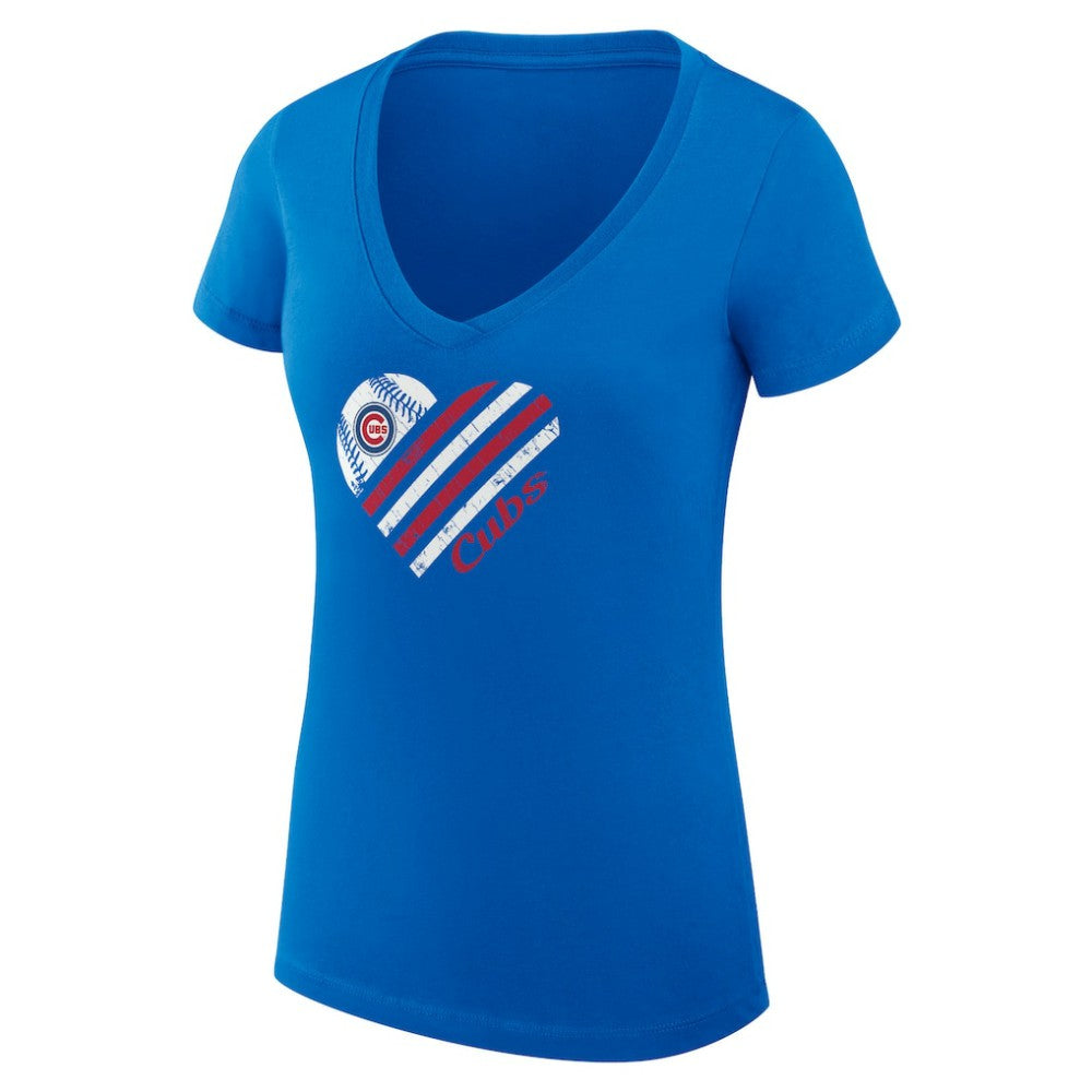 Chicago Cubs G-III 4Her by Carl Banks Women's Super-Slim Fit Lightweight Heart V-Neck T-Shirt - Royal