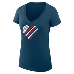 Cleveland Guardians G-III 4Her by Carl Banks Women's Super-Slim Fit Lightweight Heart V-Neck T-Shirt - Navy