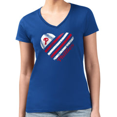 Philadelphia Phillies G-III 4Her by Carl Banks Women's Super-Slim Fit Lightweight Heart V-Neck T-Shirt - Royal