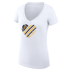 Pittsburgh Pirates G-III 4Her by Carl Banks Women's Super-Slim Fit Lightweight Heart V-Neck T-Shirt - White