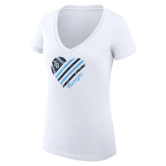 Tampa Bay Rays G-III 4Her by Carl Banks Women's Super-Slim Fit Lightweight Heart V-Neck T-Shirt - White