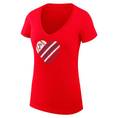 Texas Rangers G-III 4Her by Carl Banks Women's Super-Slim Fit Lightweight Heart V-Neck T-Shirt - Red