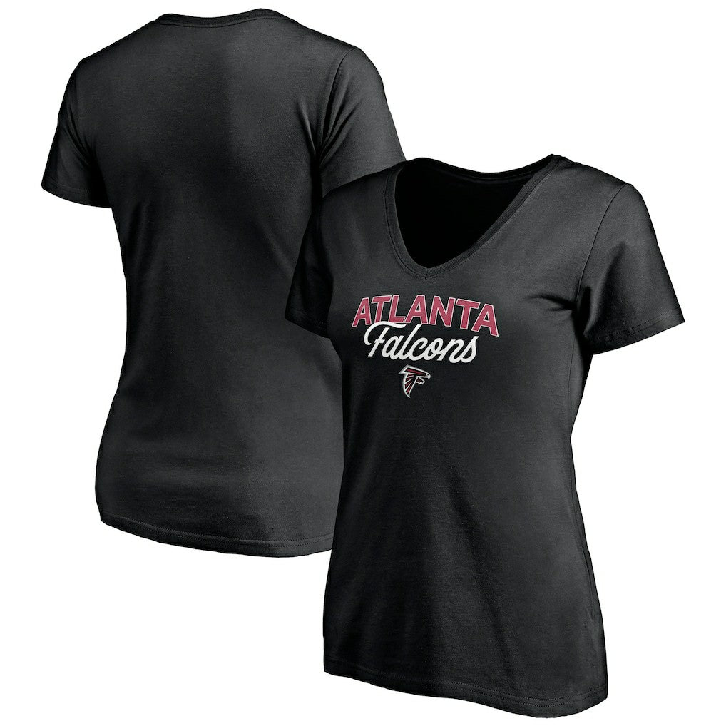 Atlanta Falcons Women's Depth Chart V-Neck T-Shirt - Black for sale