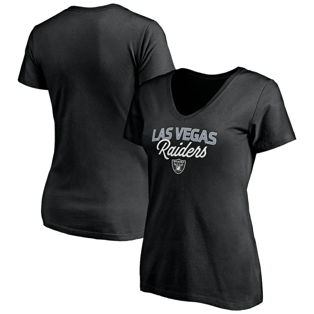 Las Vegas Raiders Women's Depth Chart V-Neck T-Shirt - Black for sale