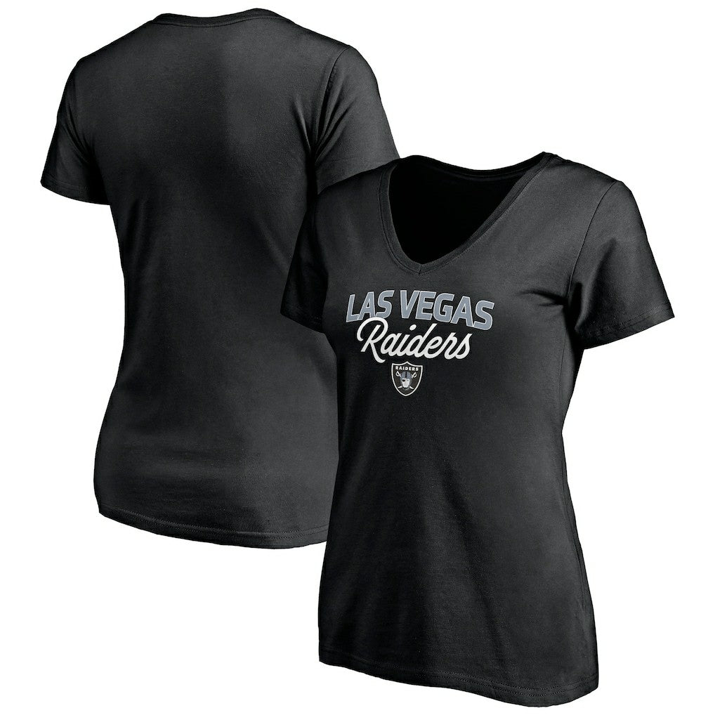 Las Vegas Raiders Women's Depth Chart V-Neck T-Shirt - Black for sale