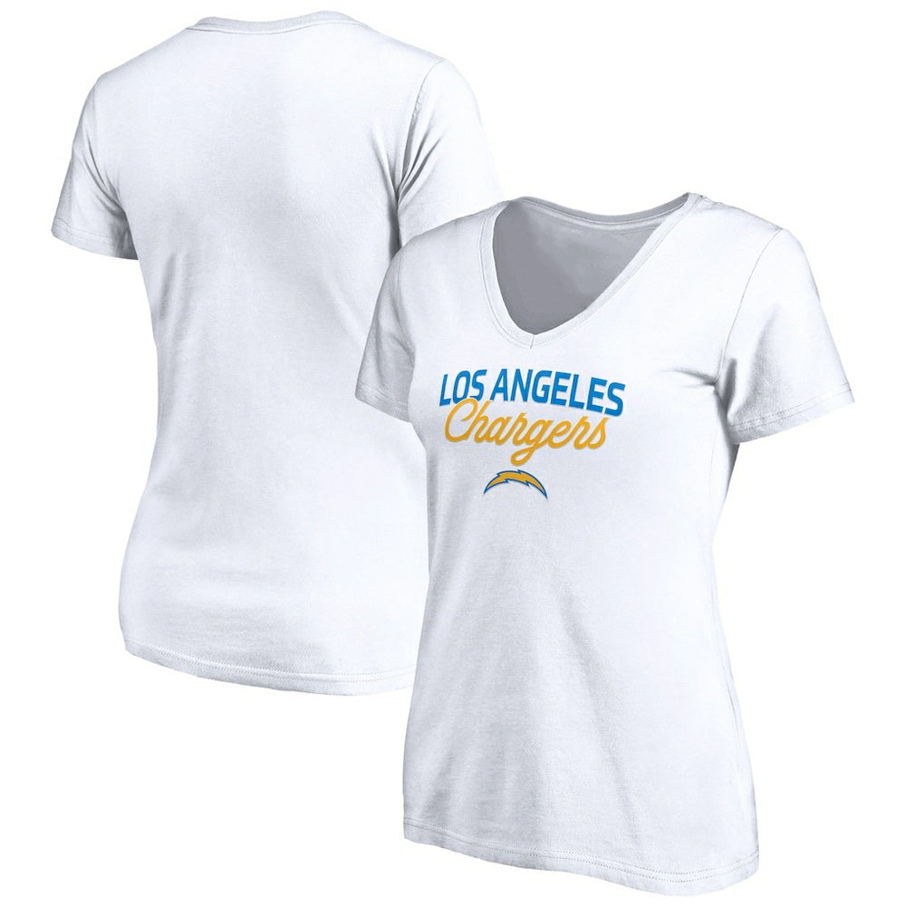 Los Angeles Chargers Women's Depth Chart V-Neck T-Shirt - White discount