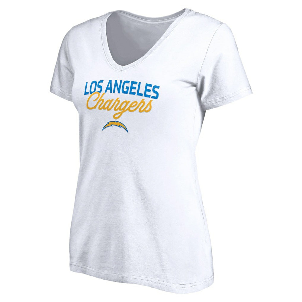Los Angeles Chargers Women's Depth Chart V-Neck T-Shirt - White discount