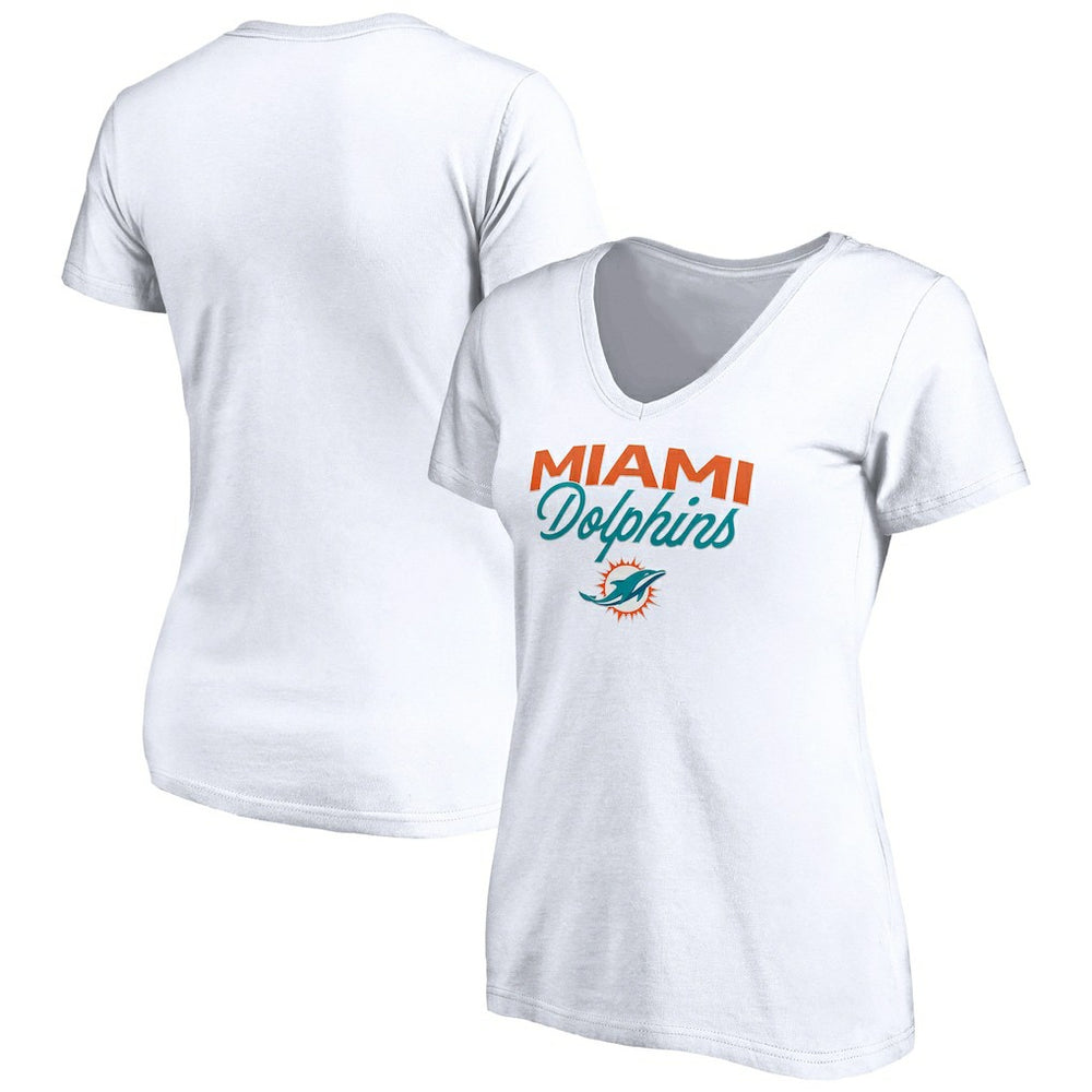 Miami Dolphins Women's Depth Chart V-Neck T-Shirt - White outlet