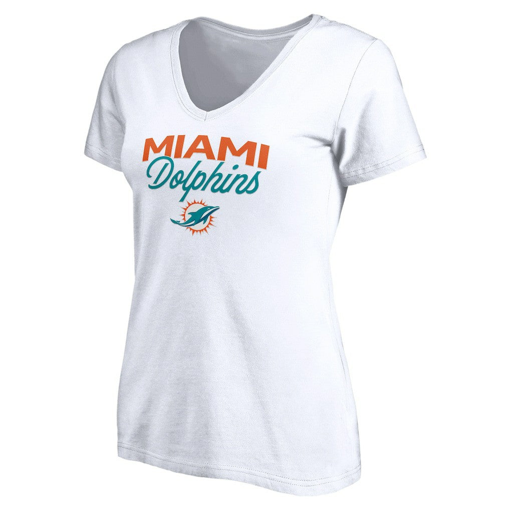 Miami Dolphins Women's Depth Chart V-Neck T-Shirt - White outlet