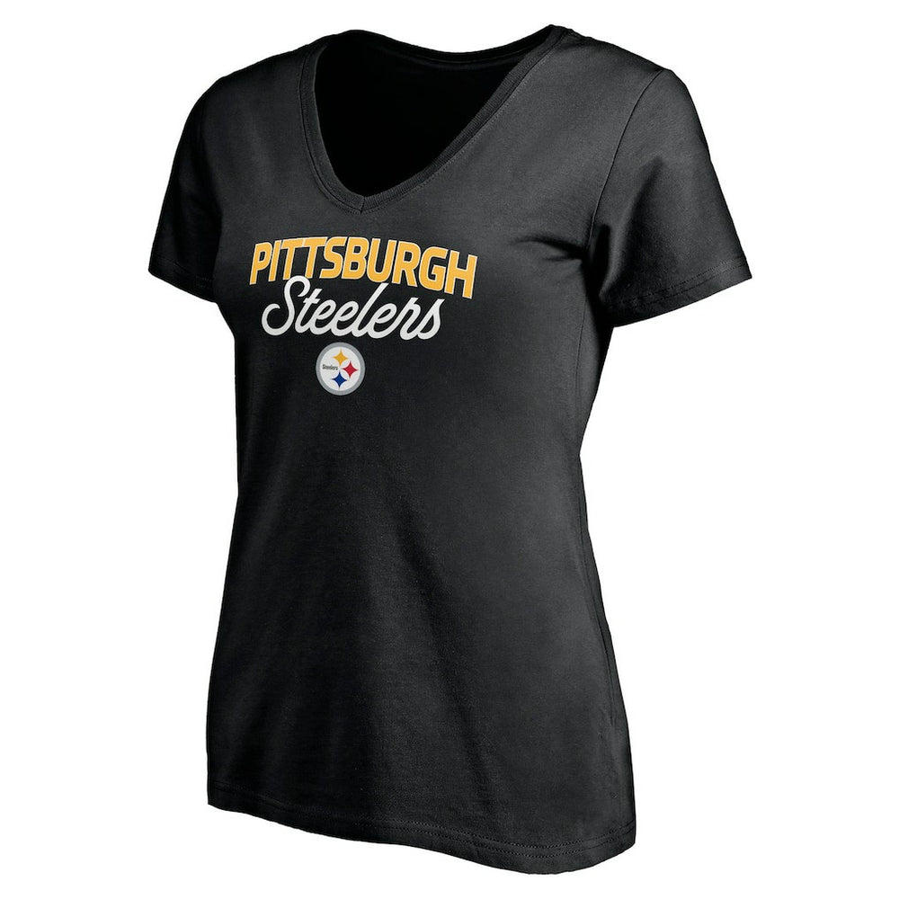 Pittsburgh Steelers Women's Depth Chart V-Neck T-Shirt - Black for sale