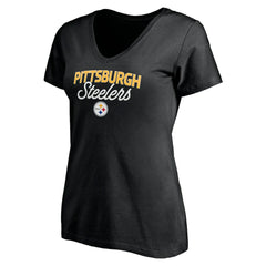 Pittsburgh Steelers Women's Depth Chart V-Neck T-Shirt - Black for sale